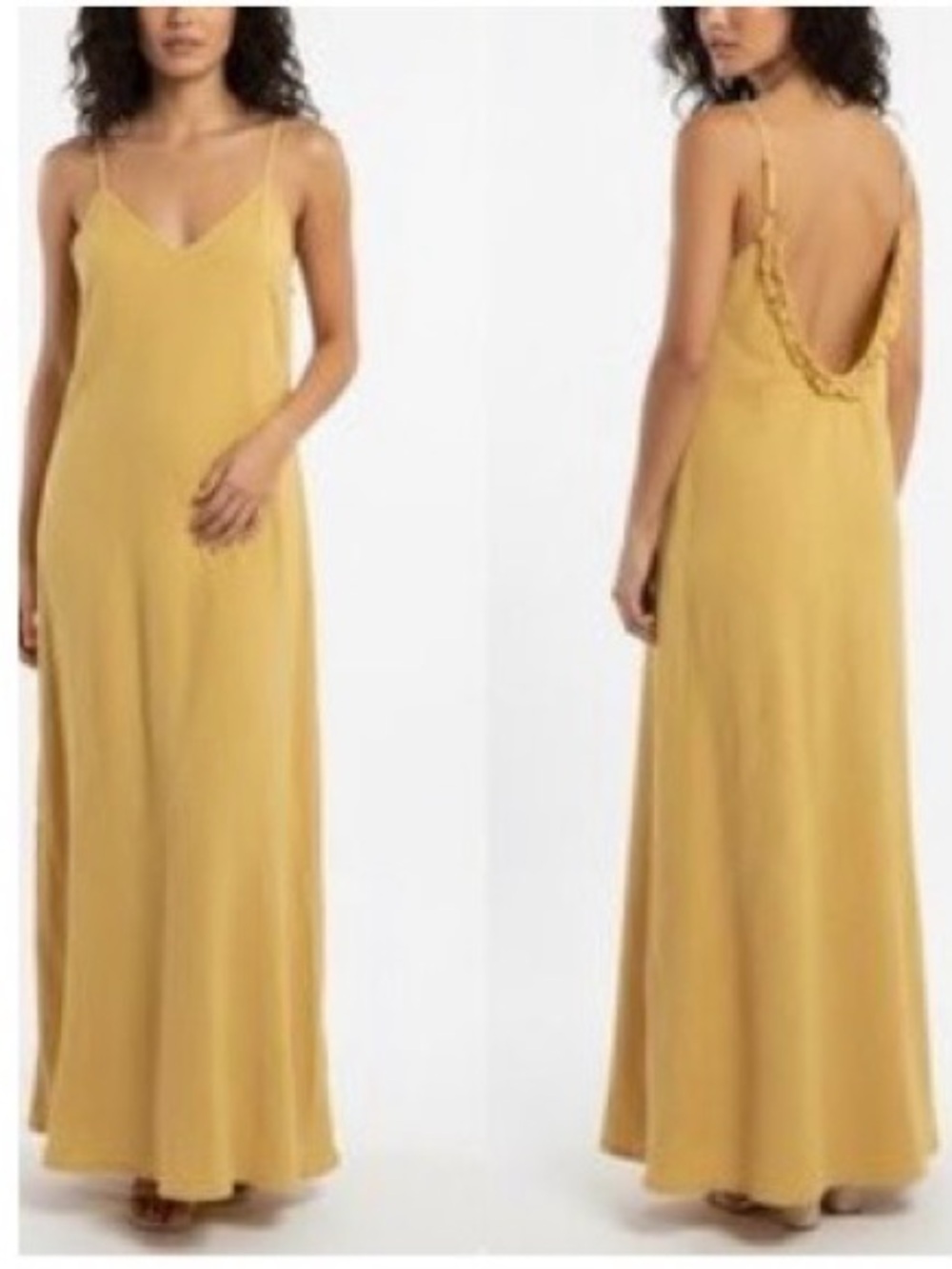 Nordstrom Maxi Sundress Spaghetti Strap Mustard 100% Cotton Size XS PTP 17” NWT